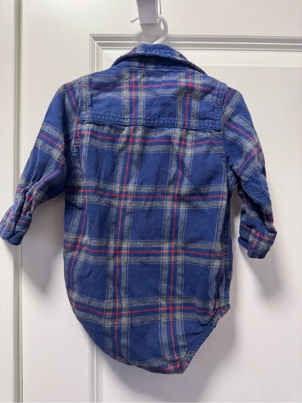 OshKosh B'gosh Blue and Gray Plaid Button-Front Baby Bodysuit Shirt
